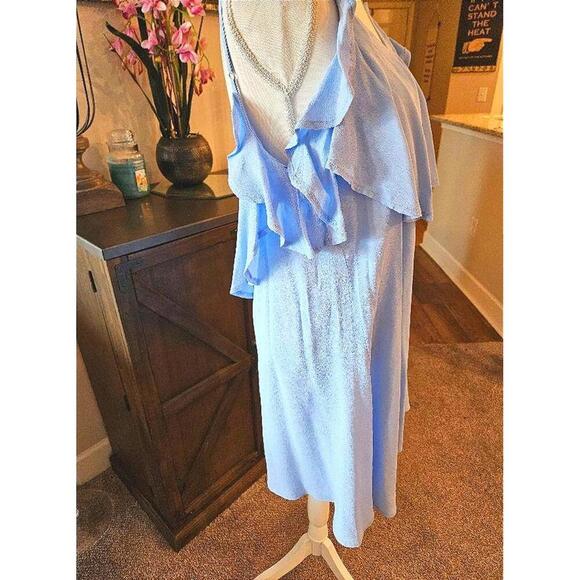 A. Peach Stylish Cold Shoulder Dress - Light Blue # 53 - Picture 2 of 5